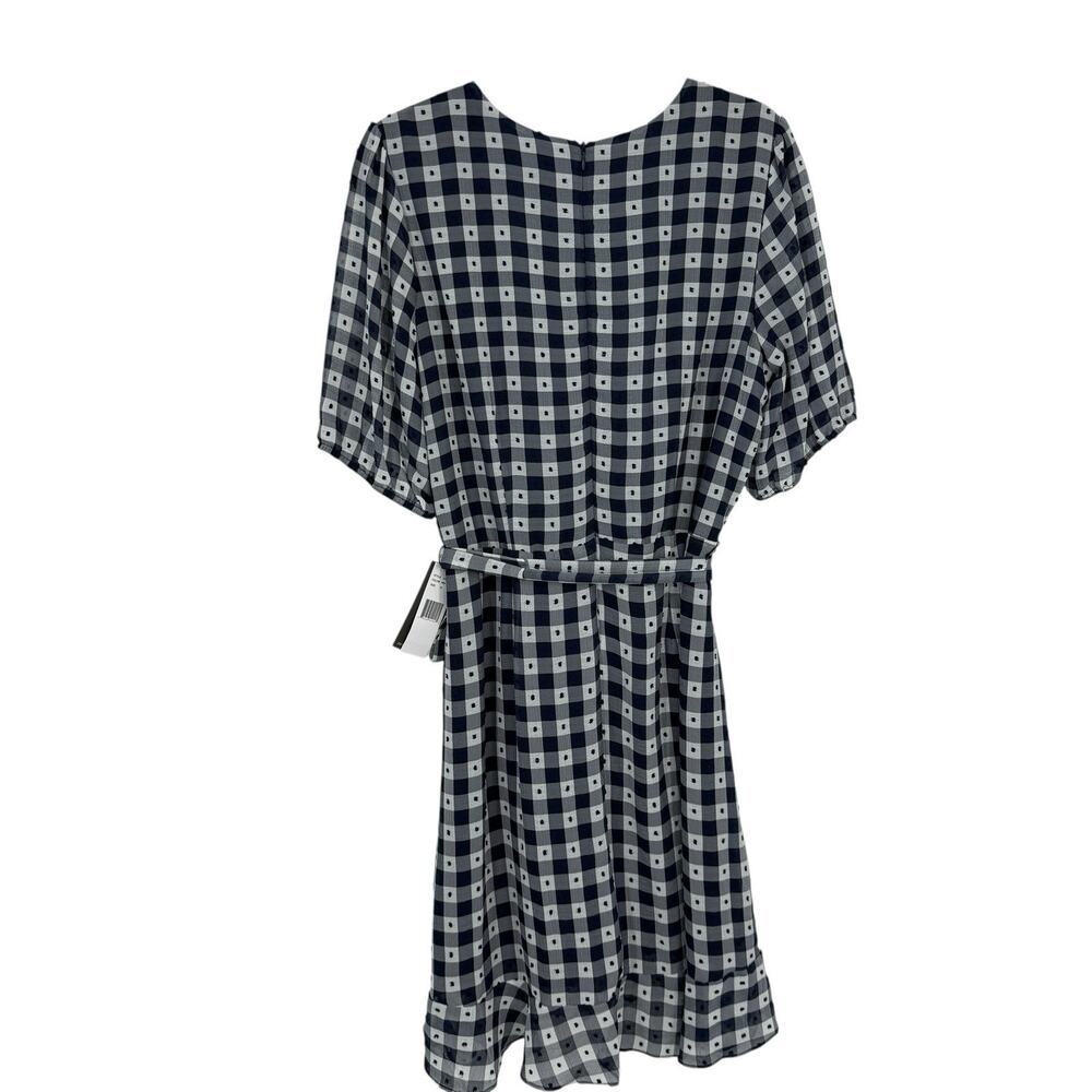 Julia Jordan Faux Wrap Dress size 16 Blue Check Ruffled Hem Feminine NWT - Picture 8 of 15